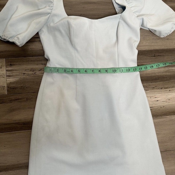 NEW French Connection Berina Whisper Puff Sleeve Mini Dress Women's Blue Size 4 - Picture 8 of 9
